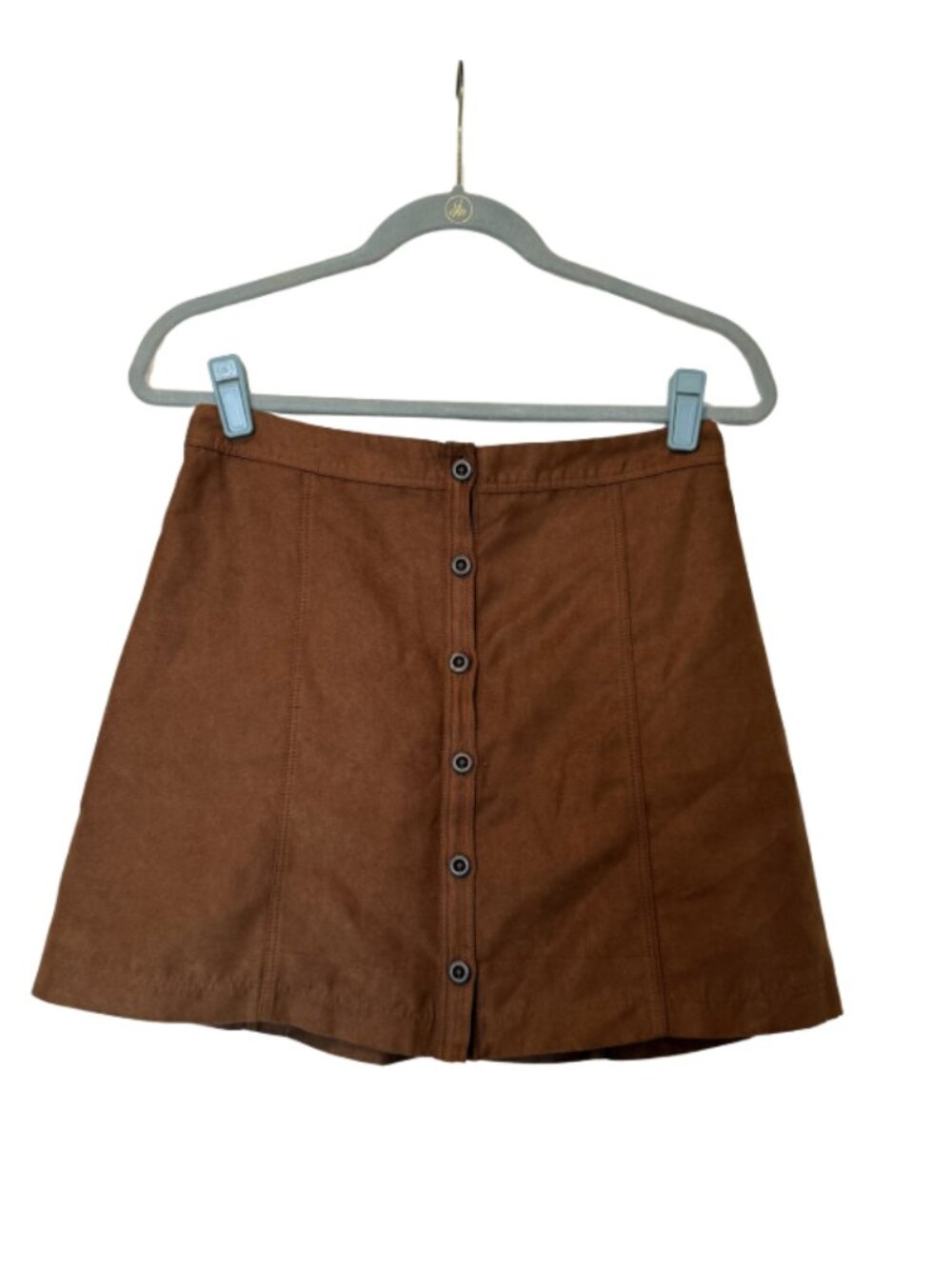 Hollister Button-Front Faux Suede Mini Skirt in Brown